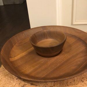 Vintage Kustom Kraft Black Walnut Chip and Dip or Shrimp Sauce Set USA MCM